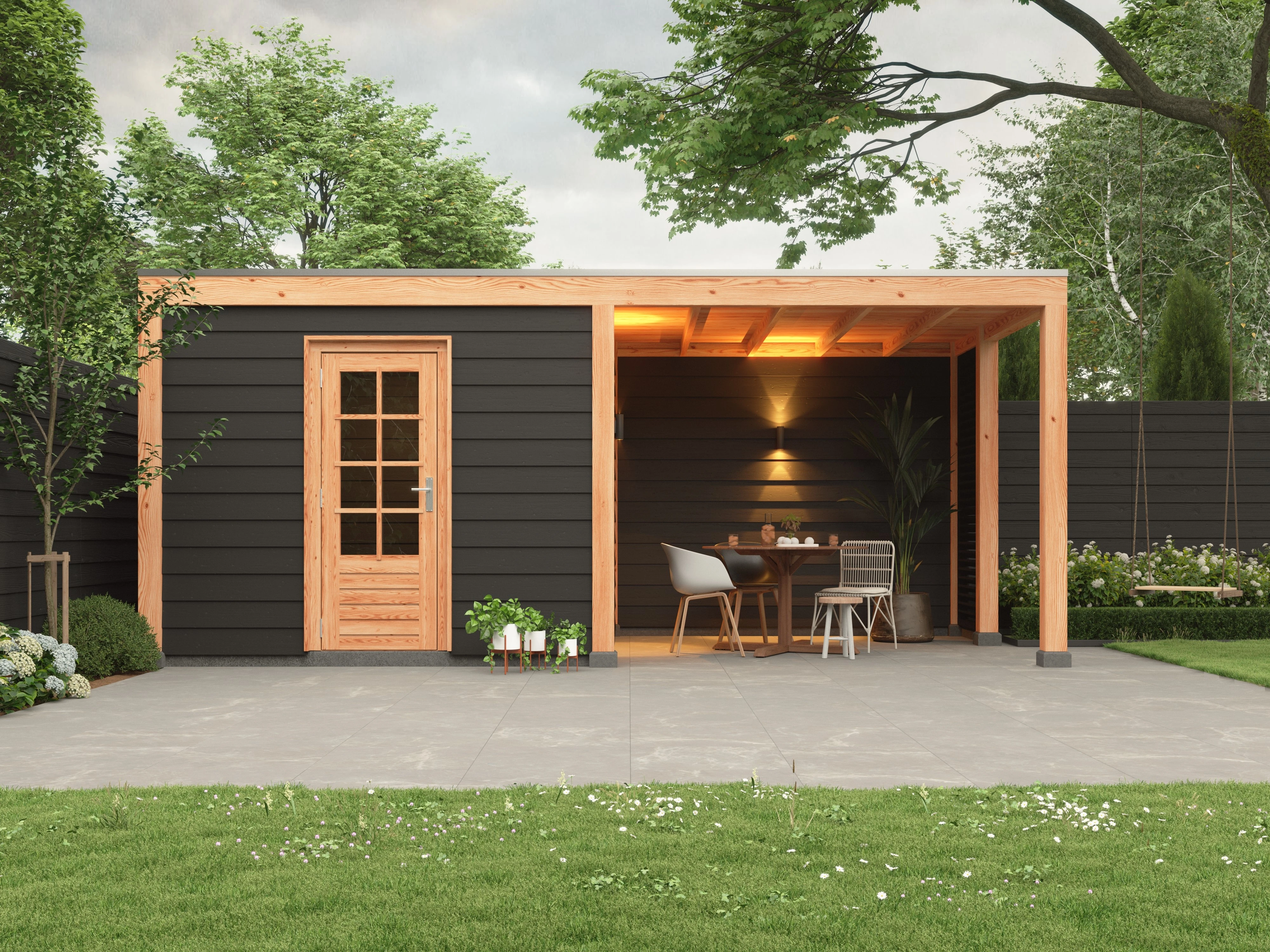 Douglas overkapping, 600 x 300, met achterwand en twee zijwanden, Westwood Elegant - Afbeelding 2